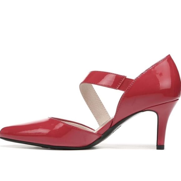 Life Stride Asymmetrical Strap Comfort Insole Pointed Toe Red Suki Pump/heels - Picture 10 of 16